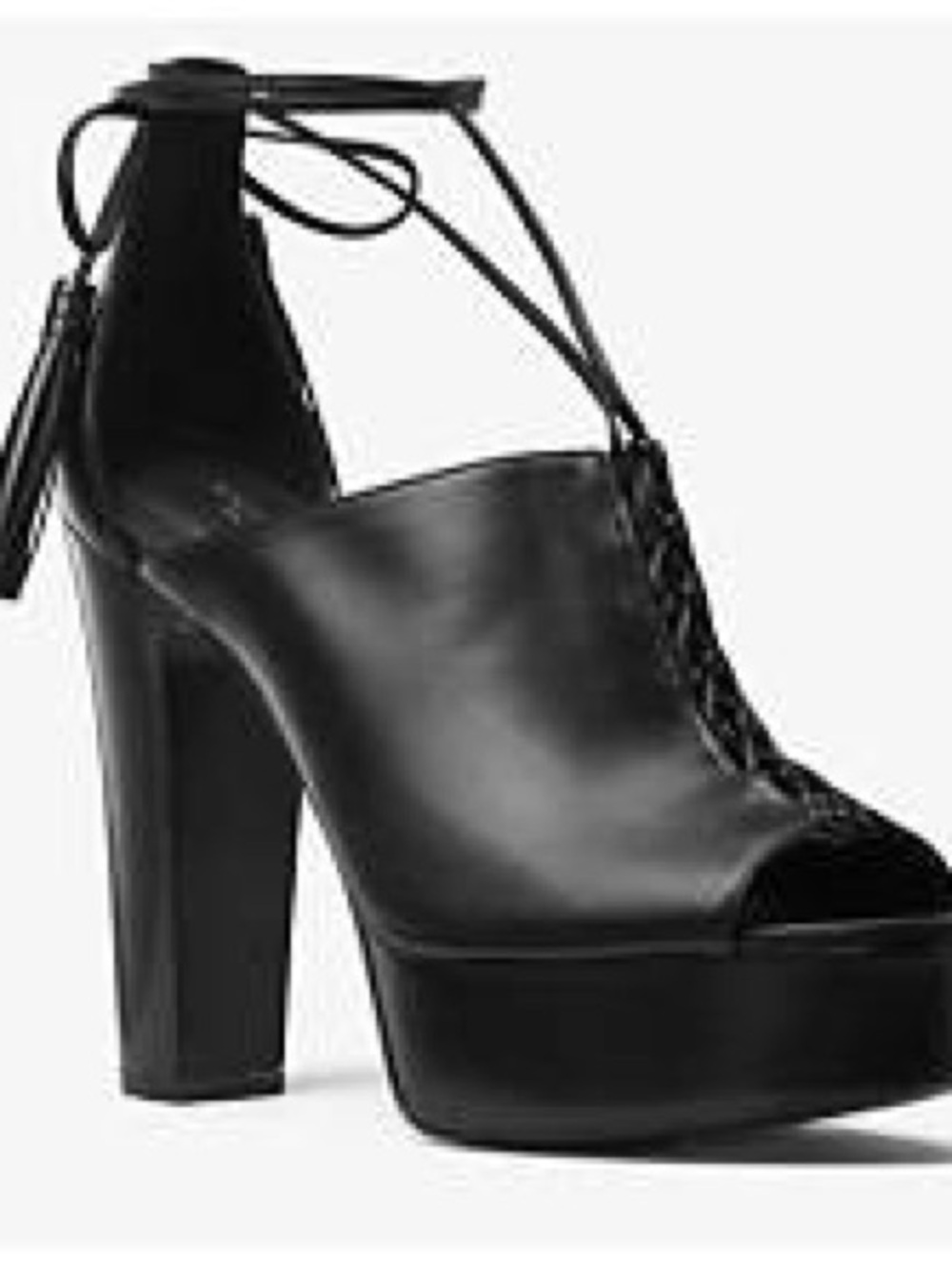 Michael Kors Collection Black Leather Lace-Up Platform Sandal